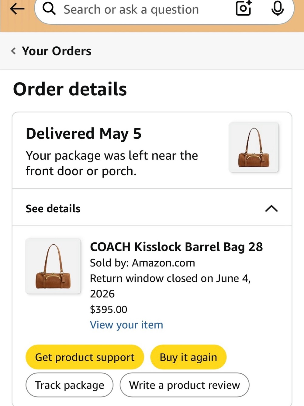 COACH Kisslock Barrel 28 in Caramel suede - Picture 7 of 7